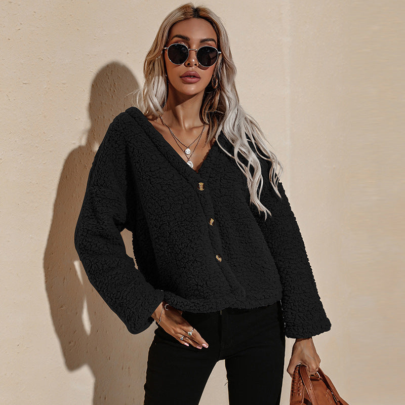 V-neck Plush Jacket