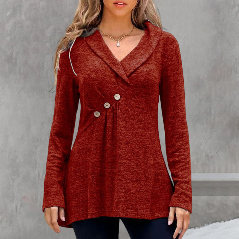 Solid Color Top with Buttons and Long Sleeves