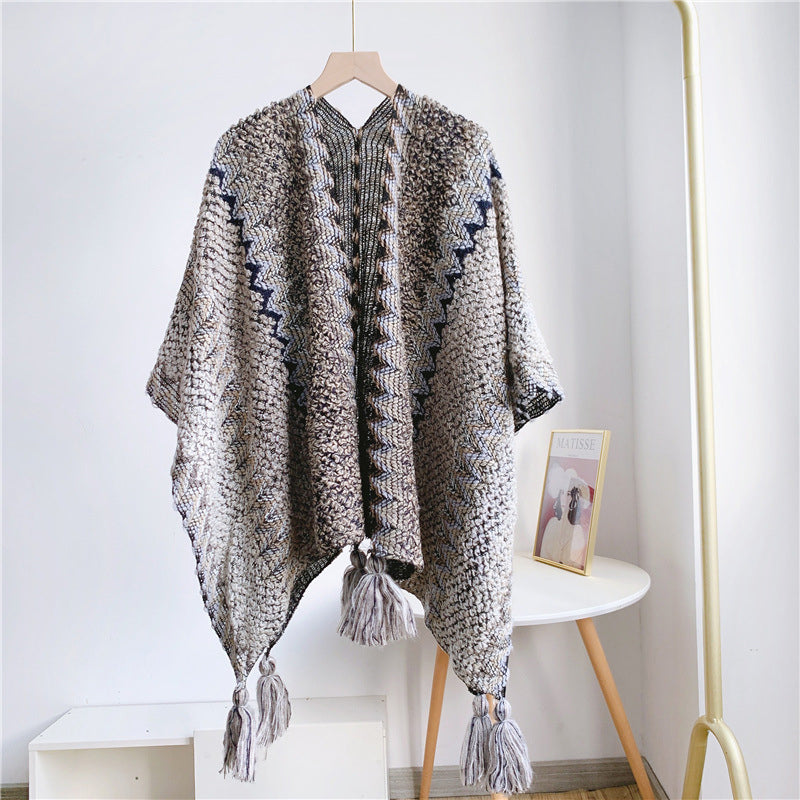 Ethnic Style Knitted Shawl