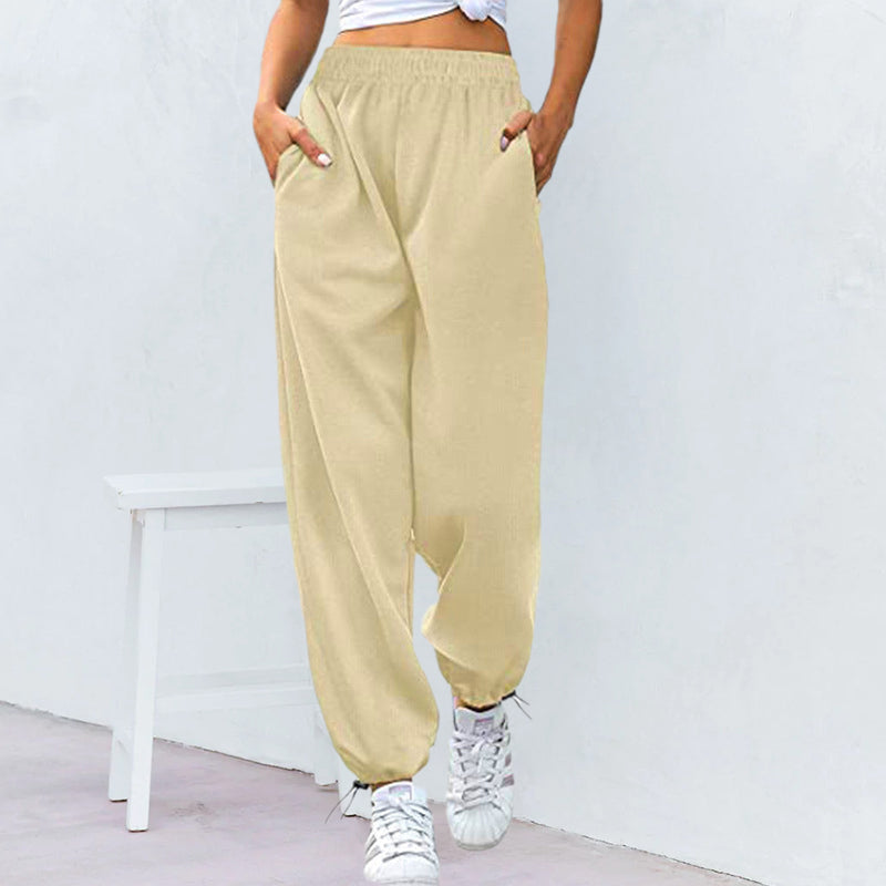 Loose Casual Sports Drawstring Wide-Leg Drawstring Pants