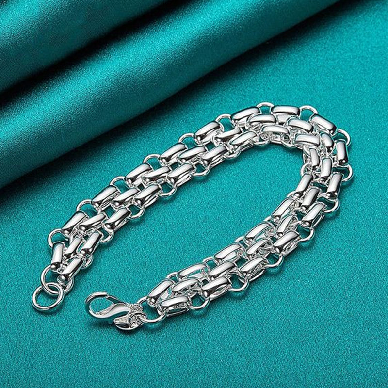 Double Chain Checkered Button Bracelet
