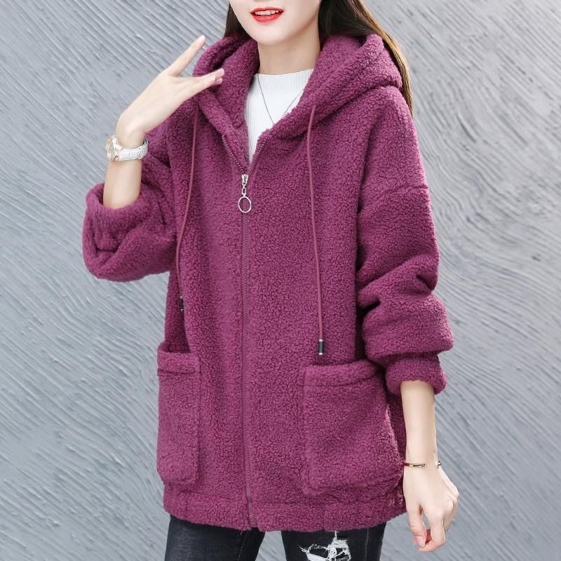 Women's Solid Sherpa cardigan coat