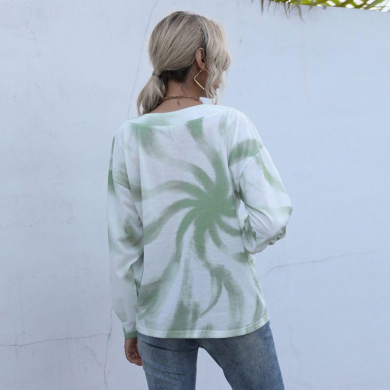 V-neck Tie-dye Sweatshirt