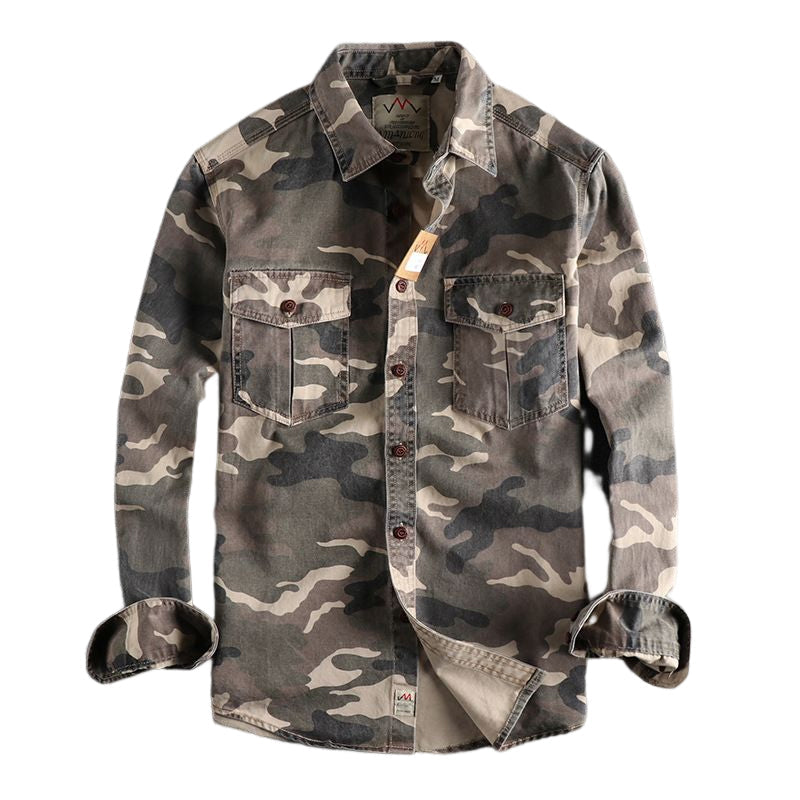 Men's Long Sleeve Camouflage Print Work Shirt