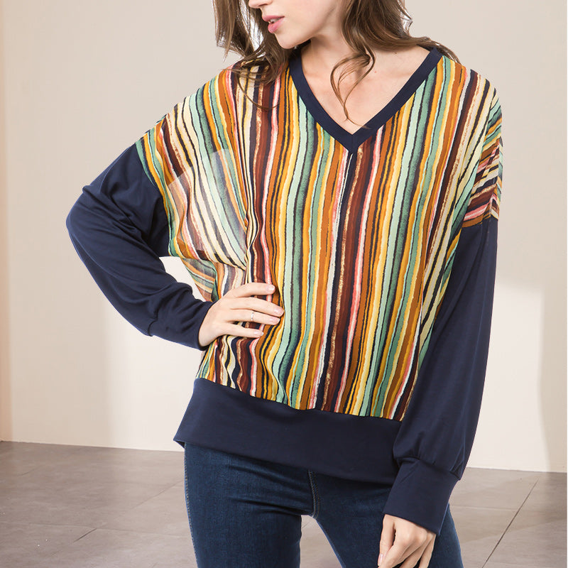 Blue Multicolor Striped T-Shirt