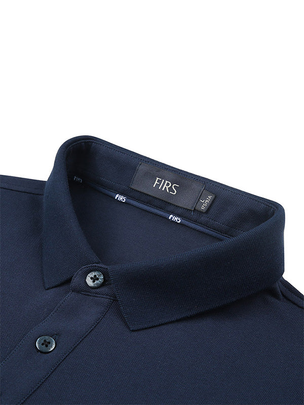 Men's Striped Long-Sleeve Casual Elastic Lapel Polo Shirt