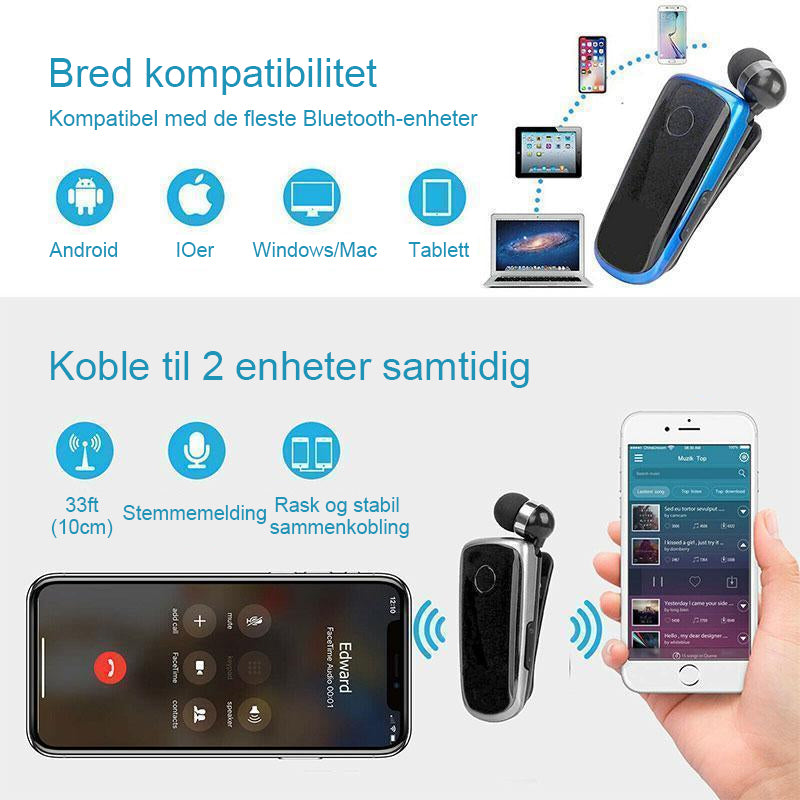 Collar-clip Bluetooth Headset