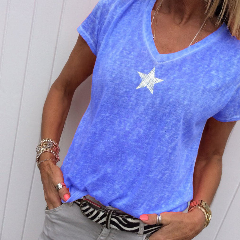 V-neck Pentagram T-shirt