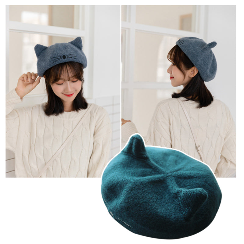Cute Cat Ears Wool Beret