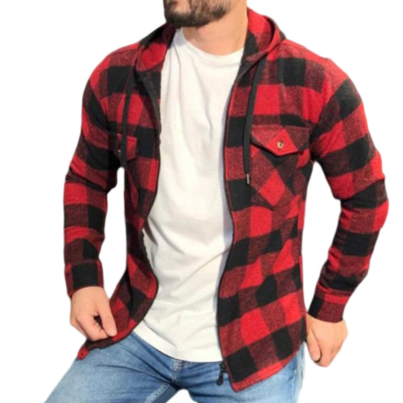 Men's Zip Plaid Shirt