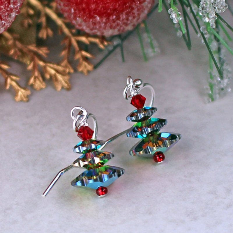 Christmas Tree Crystal Earrings