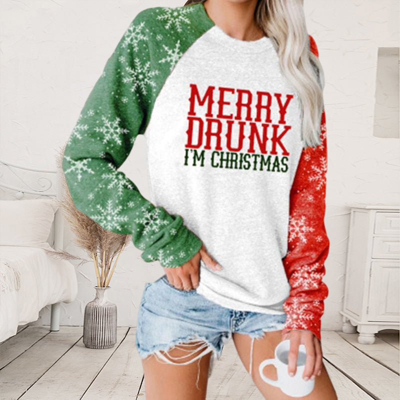 Women Christmas Print Long Sleeve Sweatershirt