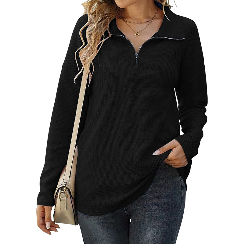 Women's 1/4 Zipper Lapel Collar Pullover