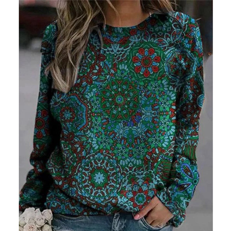 Printed Long-sleeved Crew-neck Sweatshirt