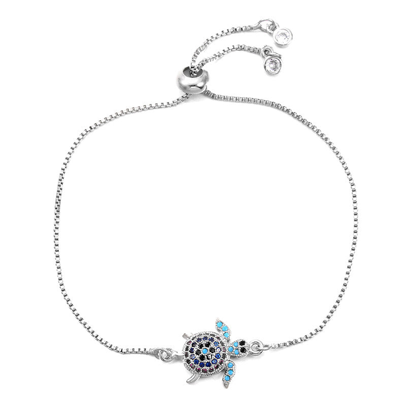 Zircon inlaid cute little turtle bracelet