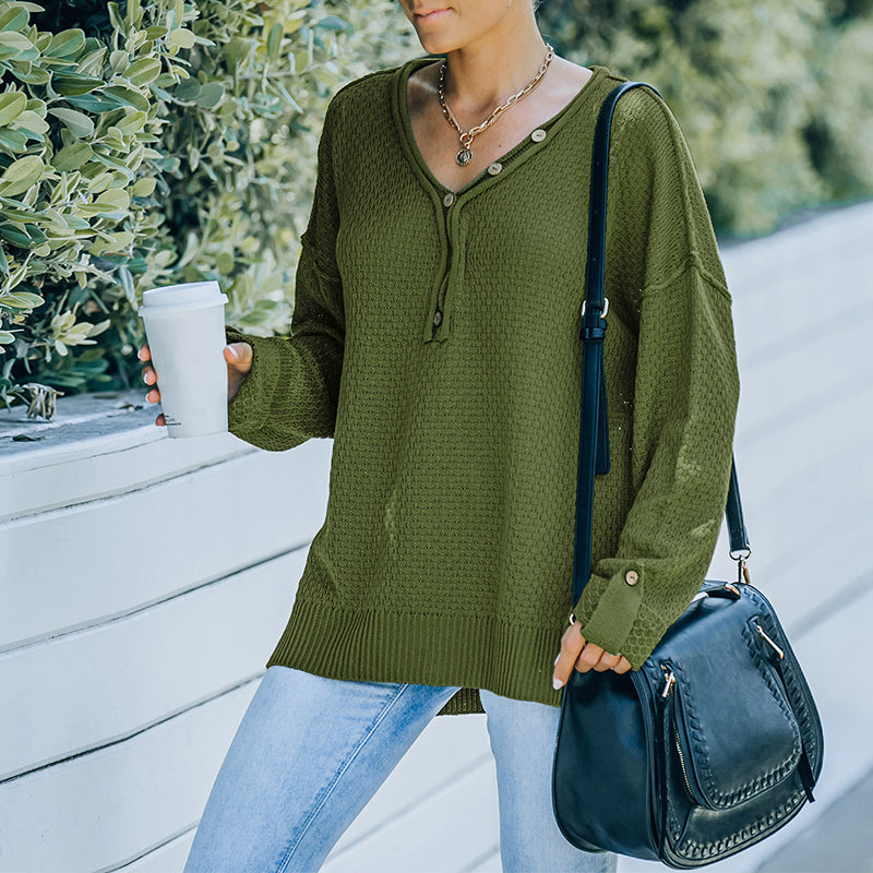 V-neck Loose Long-sleeve Sweater