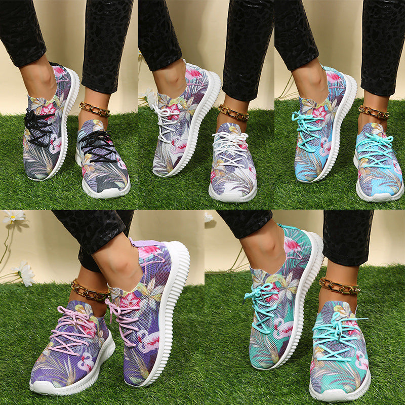 Printed Lace-Up Sneakers