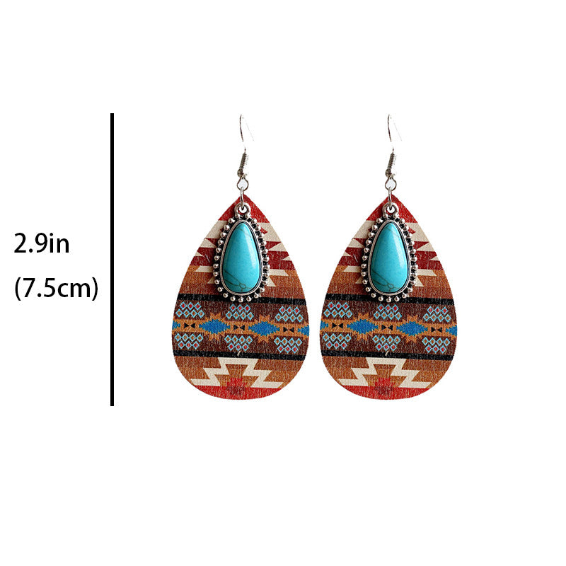 Bohemian Aztec Pattern Turquoise Earrings