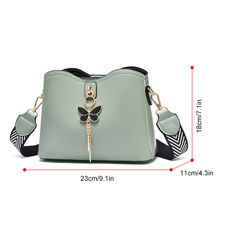Plain Color Butterfly Leather Shoulder Bag