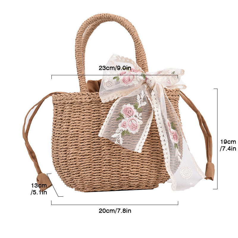 Elegant Top Handle Straw Bag