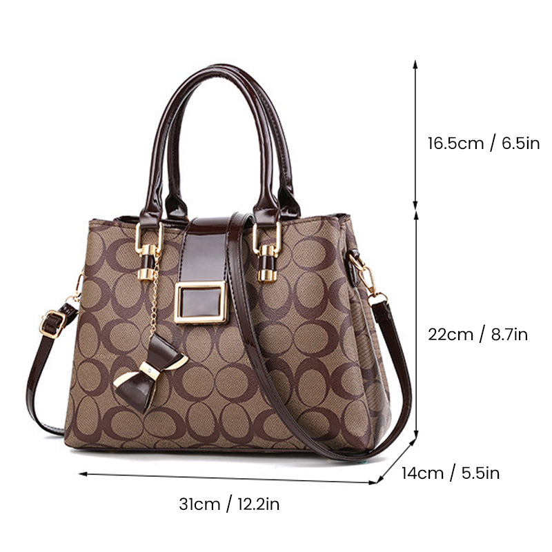 Printed Bow Leather Bag