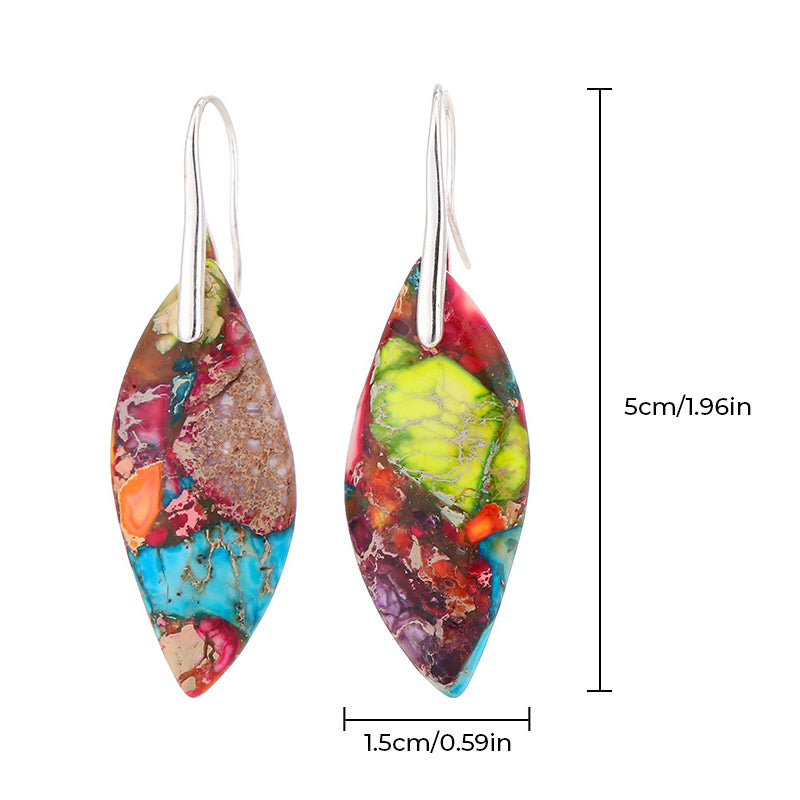 Leaf Shape Natural Stone Drop Earrings