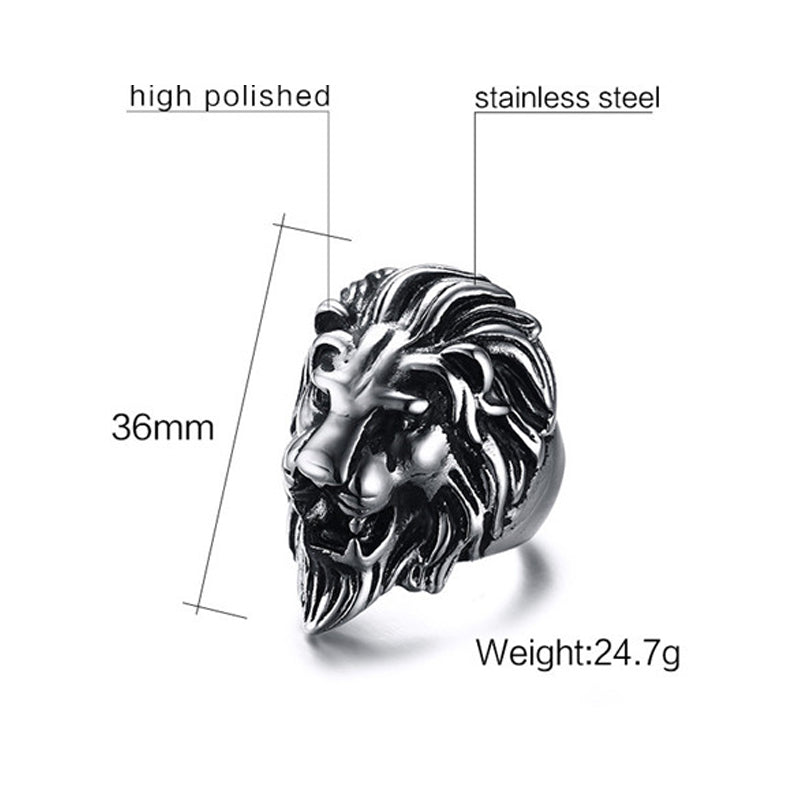 Retro Domineering Lion Head Ring