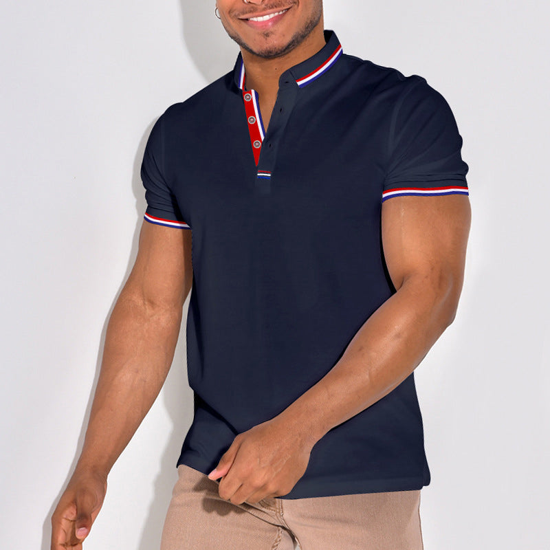 Lapel Collar Solid Color POLO Shirt
