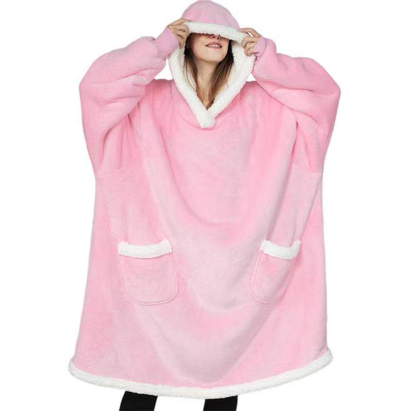 Casual Unisex Long Hooded  Wearable Blanket