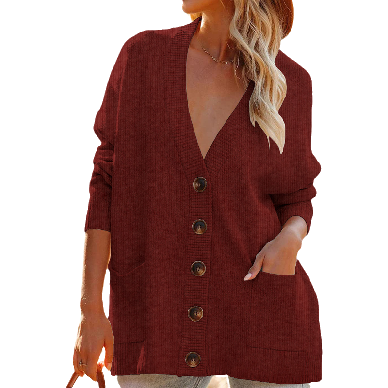 Solid Color Cardigan Sweater