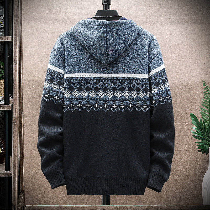 Hooded Cardigan Knitted Sweater