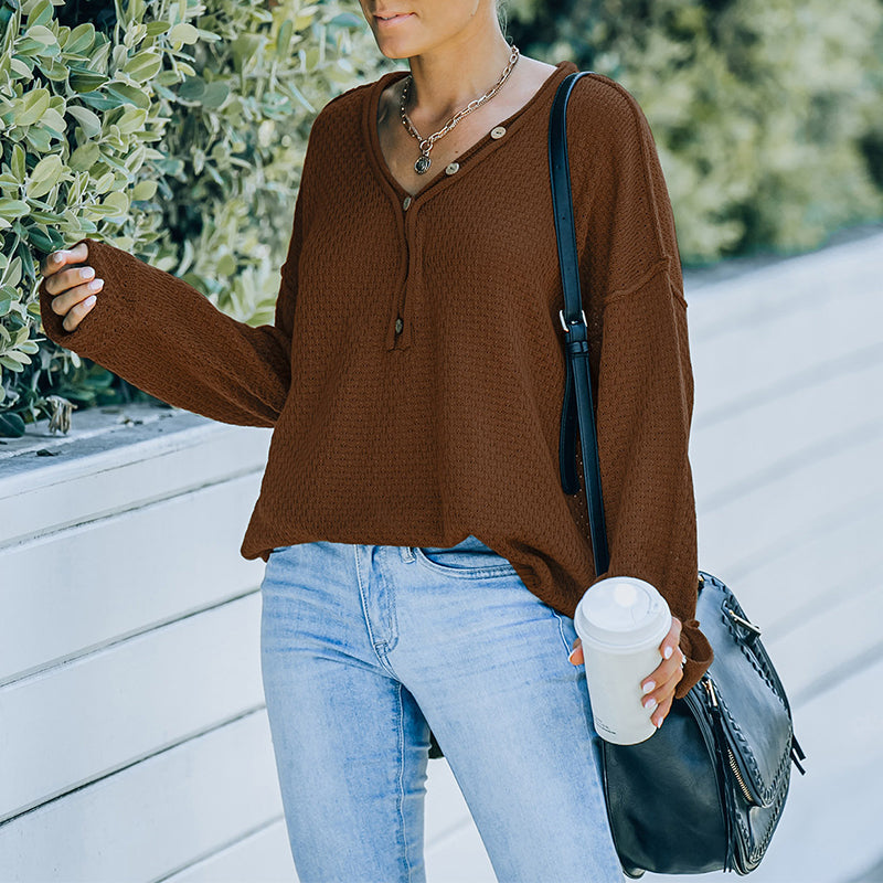 V-neck Loose Long-sleeve Sweater