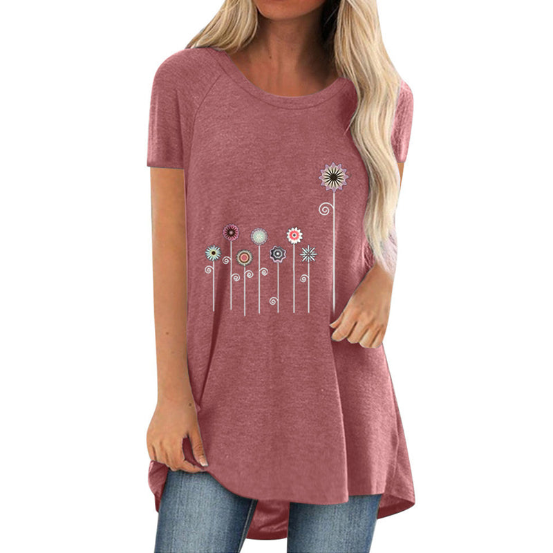 Floral Print Midi T-Shirt