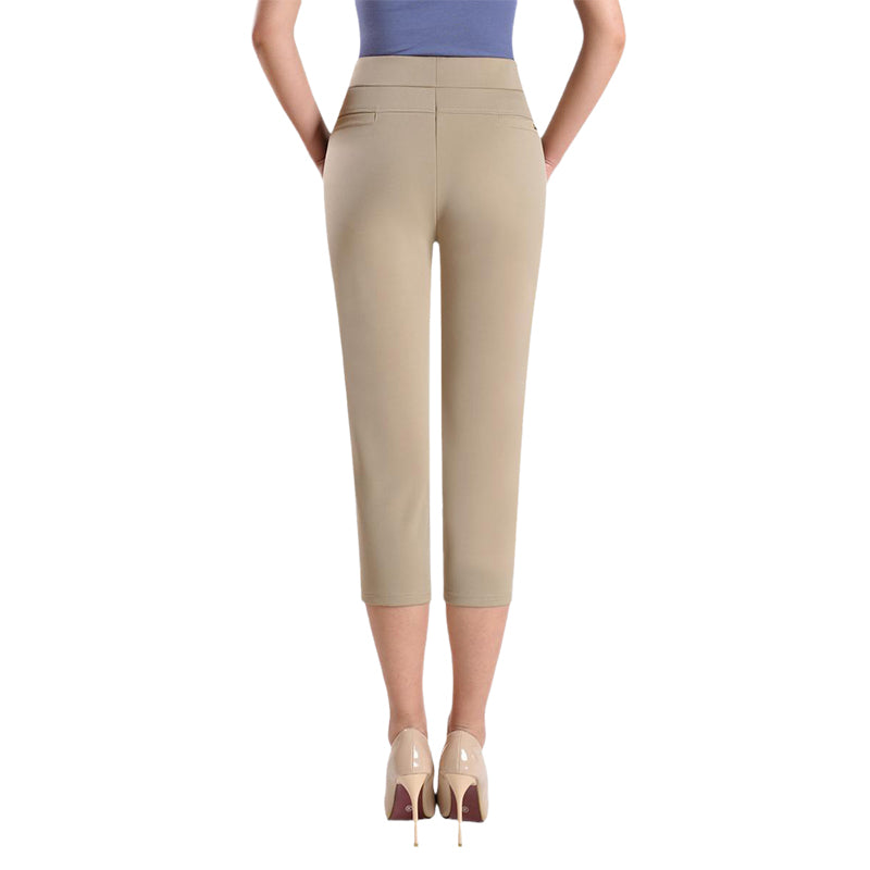 Women's Seven-point Pants High-waisted Elastic Casual Pants