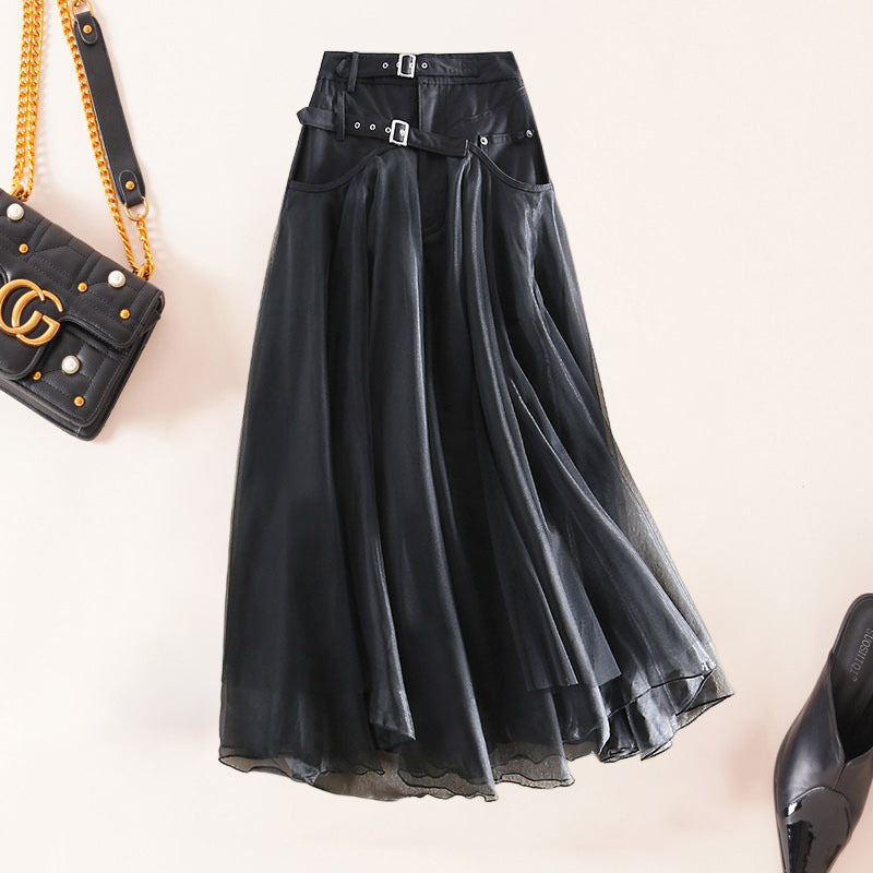 French Grey fashion Patchwork Tulle Skirts