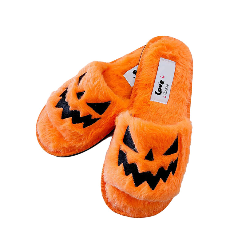 Halloween Pumpkin Lantern Plush Slippers