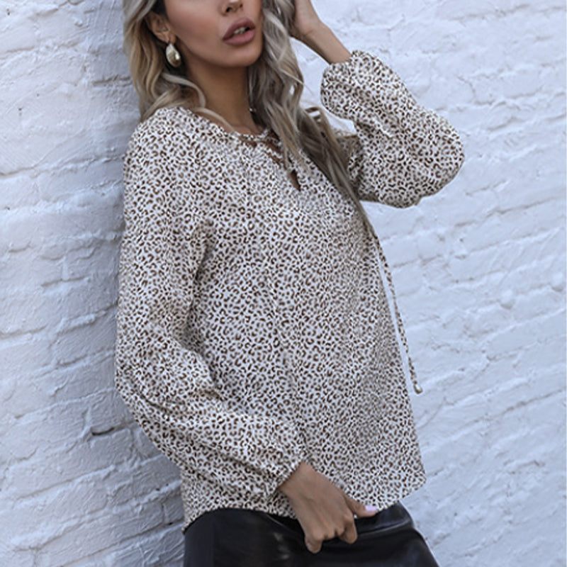 Leopard V-Neck Loose Shirt