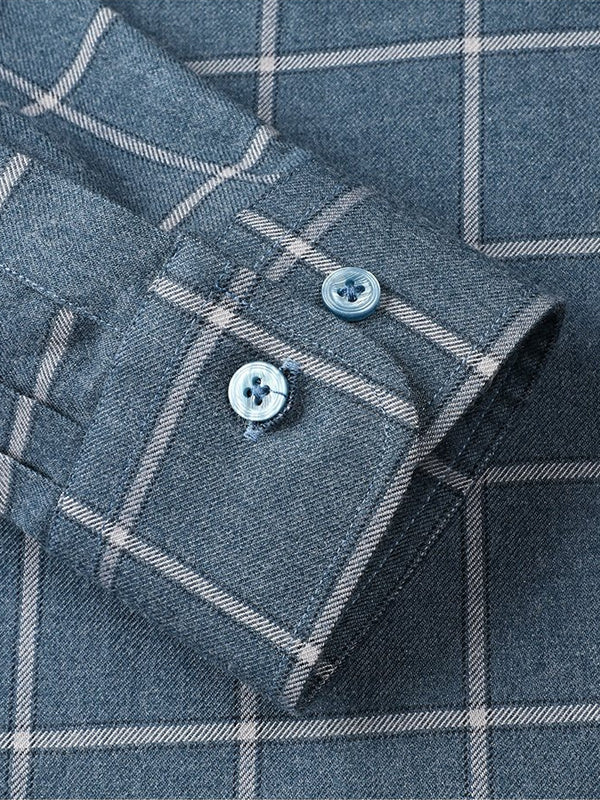 Men's Business Casual Plaid Long Sleeve Shirt