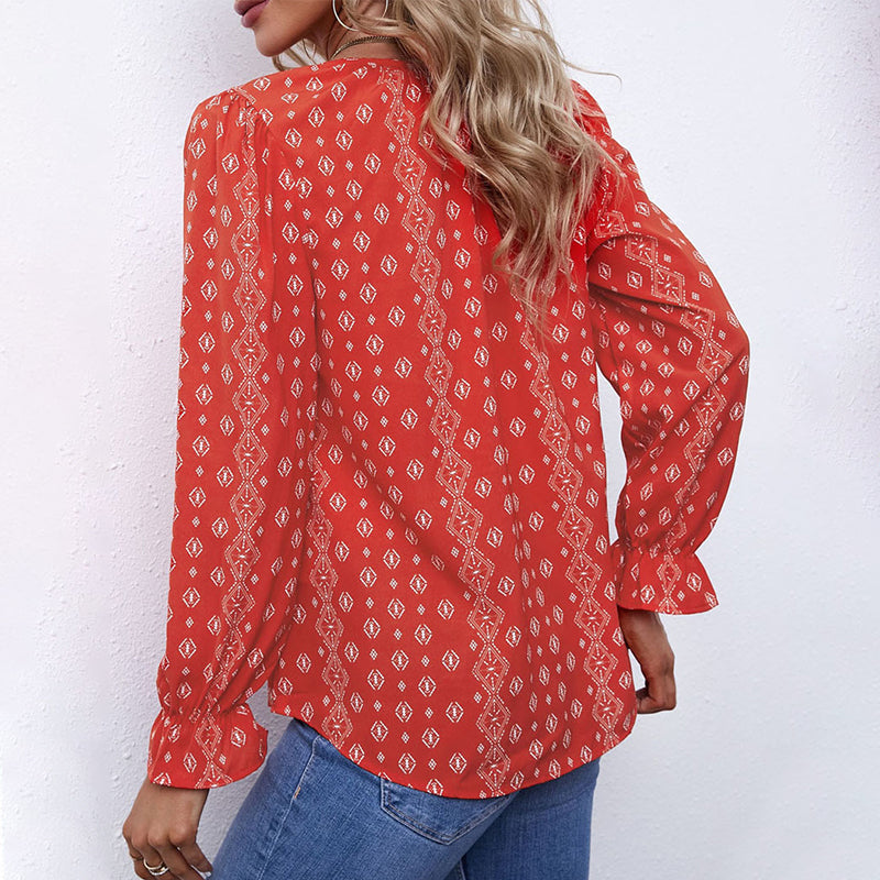 Bohemian Long Sleeve Chiffon Shirt