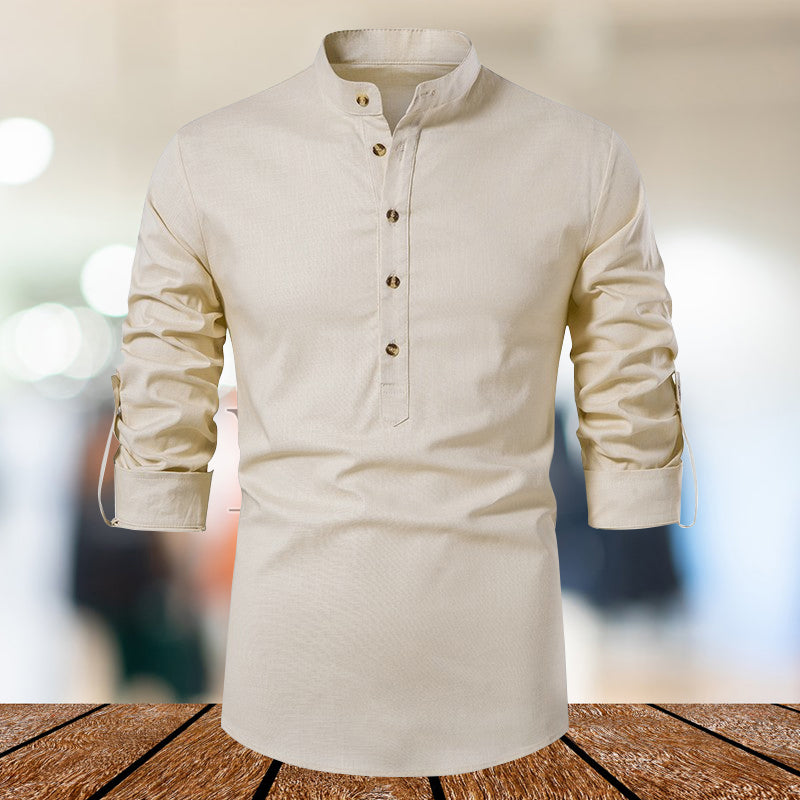 Linen Long Sleeve Cotton Slim Fit Shirt