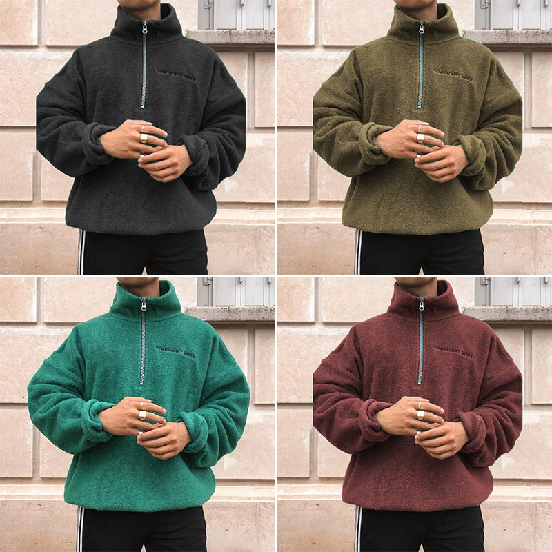 Zipped Stand-up Collar Sweatshirt