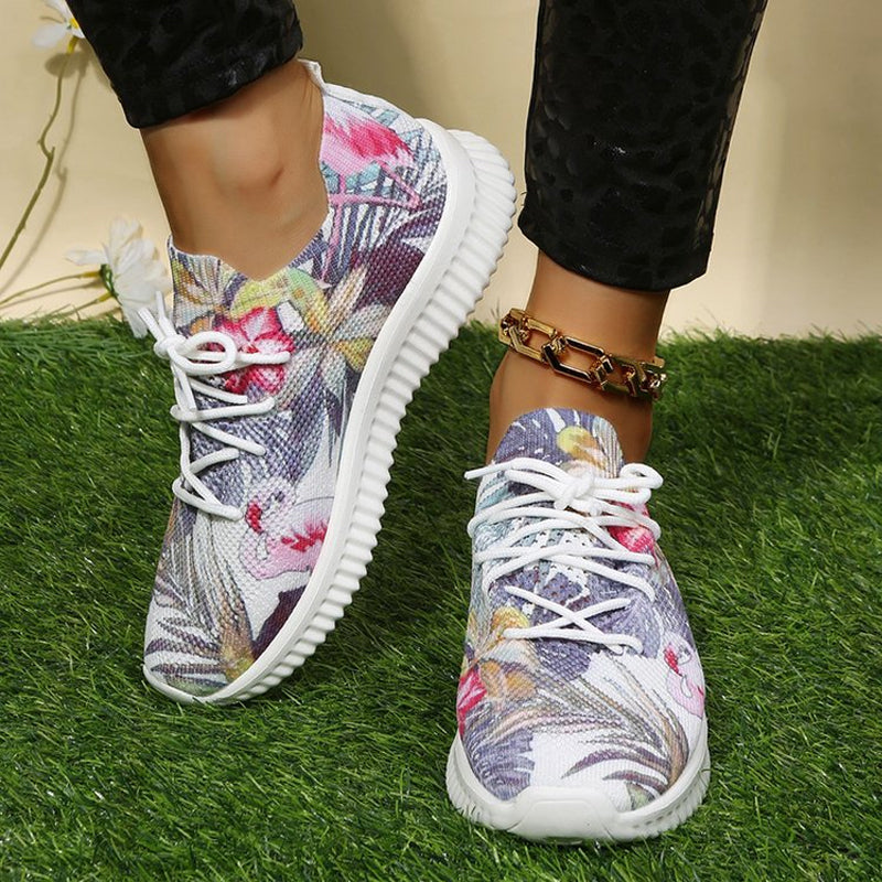 Printed Lace-Up Sneakers