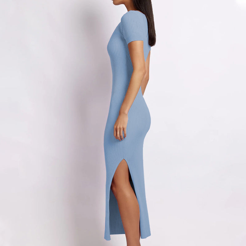 Sexy Crew Neck Tight Slit Long Dress