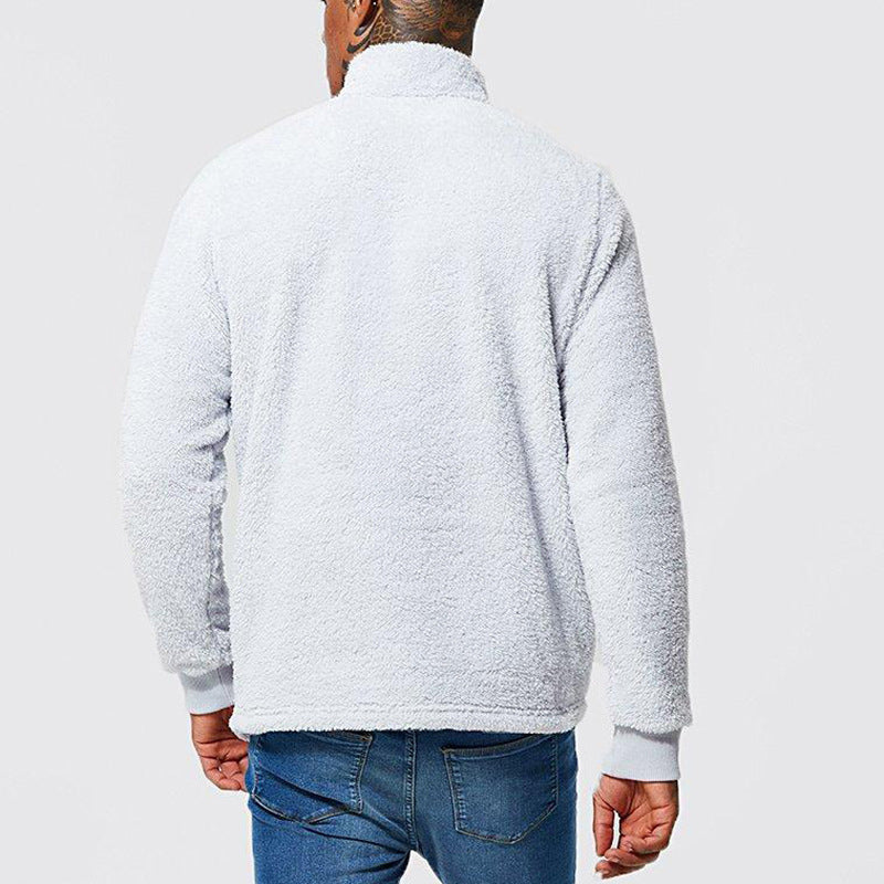 Mens Fuzzy Sherpa Pullover Long Sleeve Sweatshirts