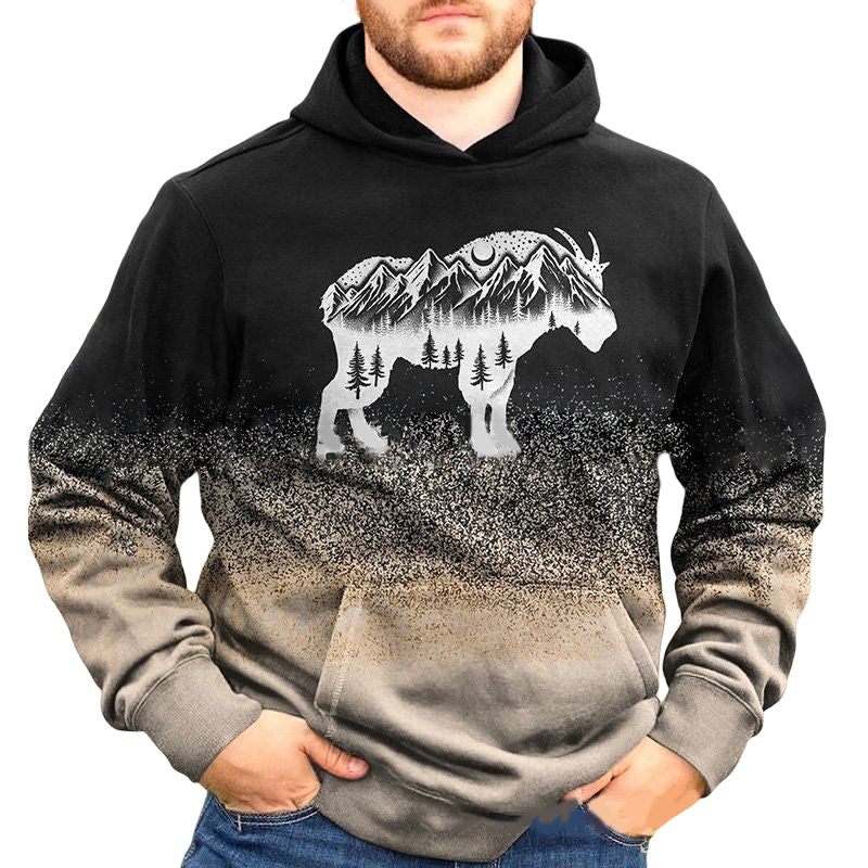 Round Neck Botanical Print Hoodie Sweatshirt