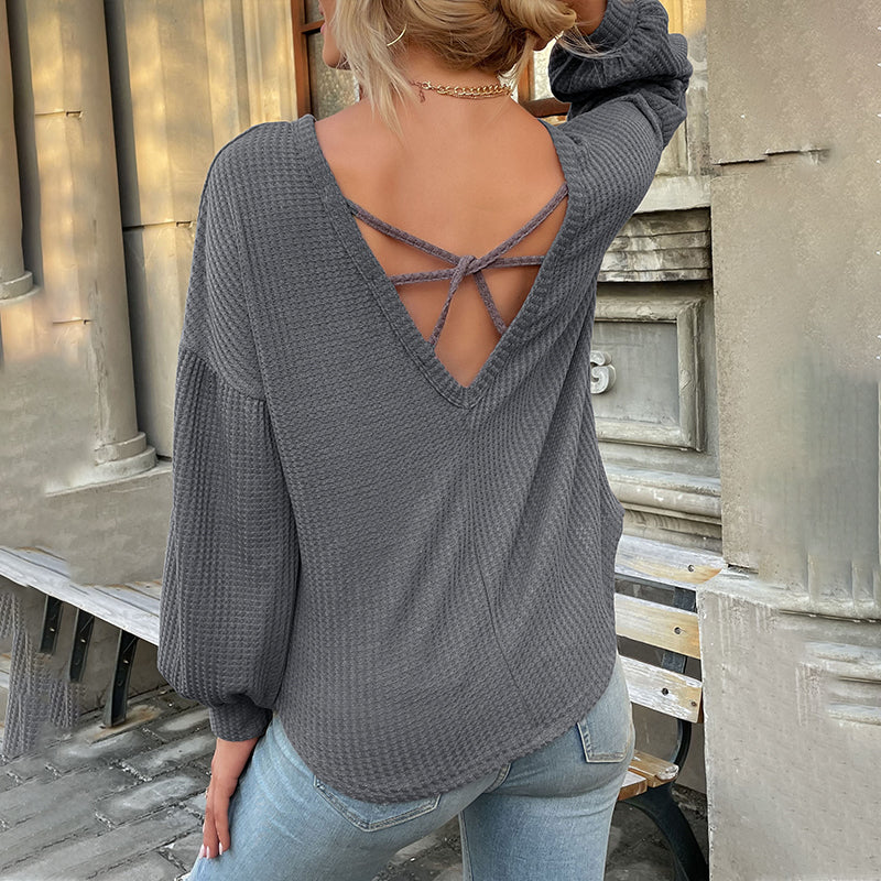 Open Back Cutout Knitted Sweater
