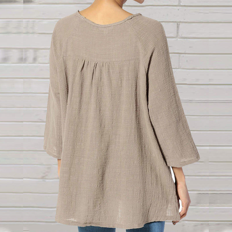 Women's Casual Loose Linen Blouse Tops