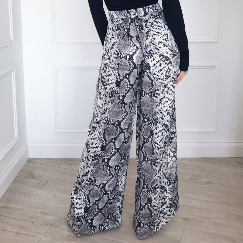 High Waist Leopard Print Wide Leg Pants