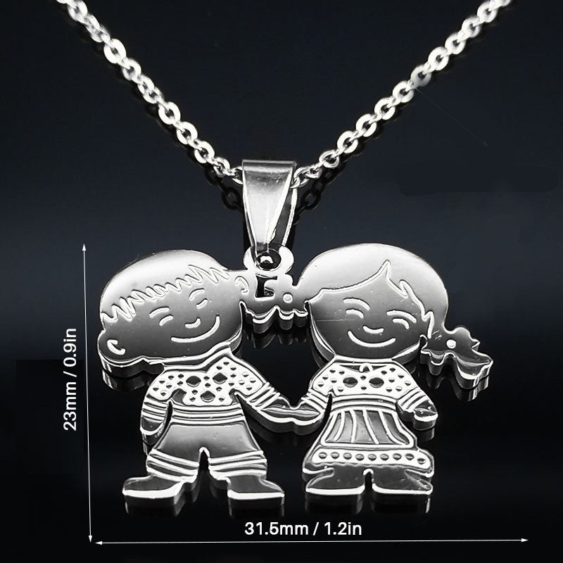 Boy And Girl Stainless Steel Pendant