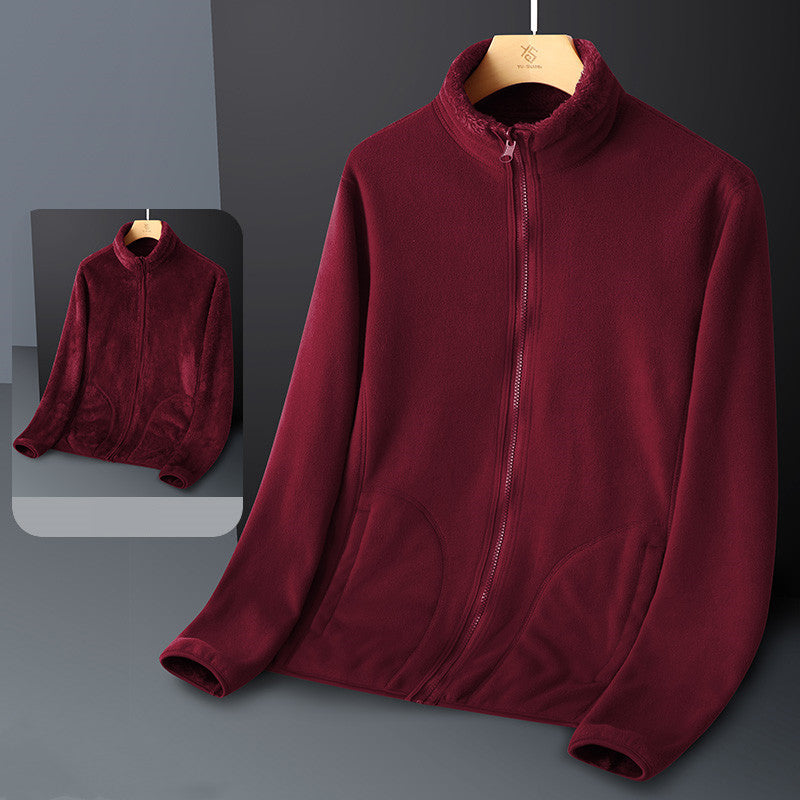 Fleece Stand Collar Reversible Sweatshirt